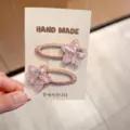 Children pink glitter star hair clip set cute bb hairpins with paper card for girls - Pentagram BB Clip