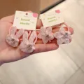 Cute glitter rabbit and star hair ties for girls, sweet pink hair accessories with rhinestones. - Rabbit Hair Tie and Five-Pointed Star Hair Tie Set
