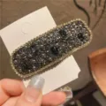Elegant rhinestone hair clip with sparkling crystals and metal edge for women and girls daily wear. - Square / Glossy Gray
