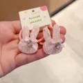 Cute pink glitter rabbit hair ties for kids, sparkly rhinestone bow hair bands for girls. - Rabbit Hair Tie