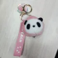 Cute plush panda peach keychain with metal ring and strap for keys, bags, and adorable gifts. - Sitting White Sheep / Peach Scented Panda Squeeze Pendant