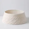 Beige gebreide kerstboom rok kraag hoes voor kerstboomstandaard feestelijke deco - Groot Wit