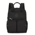 Black multi-pocket casual travel laptop backpack front view for daily commuting and school - Black