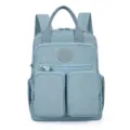 Light blue multi-pocket casual backpack waterproof travel daypack for 14-inch laptop. - Blue