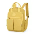 Yellow casual nylon backpack with multiple pockets, lightweight and waterproof for travel. - Yellow