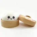 Niedliches Baozi Quetsch-Spielzeug mit Mini-Dampfgarer, langsamer Rückprall Stressabbau. - Mehl Ausdruck Brötchen Weiß Mit Dämpfer / 1 Stück