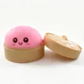 Rosa süße Cartoon-Brötchen-Quetschspielzeug mit Mini-Dampfgarer, langsamer Rückprall. - Mehl Ausdruck Brötchen Rosa Mit Dämpfer / 1 Stück