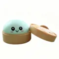 Niedliches Anti-Stress Bao Bun Spielzeug mit Dampfgarer Box, langsamer Rückprall Hellblau - Mehl Ausdruck Brötchen Grün Mit Dämpfer / 1 Stück
