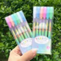 Set de 6 bolígrafos de gel con degradado colorido 0.8mm papelería escolar escritura - Paquete de 6 Piezas