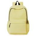 Solid color casual yellow backpack for men and women, stylish large capacity daily school bag. - Yellow