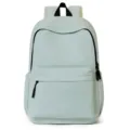 Minimalist light green backpack, casual daily school bookbag with front zip pocket. - Blue