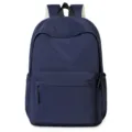 Solid color minimalist backpack large capacity unisex casual school book bag travel daypack - Navy Blue