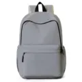 Grey minimalist backpack for daily use, casual large capacity unisex school bag variant. - Gray
