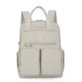 Casual nylon backpack with multiple front pockets, lightweight travel daypack for women. - Gray