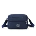 Blue nylon crossbody bag casual shoulder bag multi-pocket small square bag for women. - Navy Blue