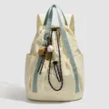 Casual nylon drawstring backpack for women, lightweight travel sports and mommy daypack. - Yellow