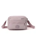 Nylon crossbody shoulder bag for women, casual multi-pocket design, stylish mauve square bag. - Light Purple