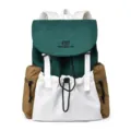 Casual nylon colorblock backpack with drawstring flap, stylish college style travel bag. - Army Green