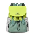 Contrast color nylon backpack casual daily travel bag light college style school daypack for women - Fluorescent Green
