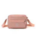 Women nylon multi-pocket crossbody shoulder bag casual pink small square daily bag. - Pink