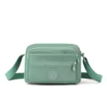 Green nylon crossbody bag for women, casual multi-pocket shoulder bag, lightweight daily purse. - Green