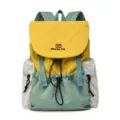 Fashion college style color block drawstring backpack casual nylon travel daypack for daily use - Yellow