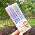 Set de bolígrafo de gel pastel marcador lindo 6pcs 0.8mm útiles escolares de diario vista detallada - Seis colores