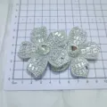 Strass fleur à cinq pétales patch DIY cristal étincelant vêtement chaussure accessoire cheveux - Fleur Double Blanc Argenté