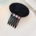 Black hair bump up insert comb with sparkling pink rhinestone flowers for volume and styling. - Pink Breathable Hair Bump Insert