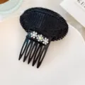Black mesh hair volume insert comb with rhinestone flowers for fluffy hair root styling. - White Breathable Hair Bump Insert