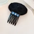 Volumen Haar Einlage Kamm mit schwarzem Netz und blauen Strassblumen für schönes Haarstyling. - Blau Atmungsaktives Haarkissen
