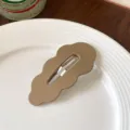 Milk coffee color hair clip cute wavy snap hairpin for women autumn winter bangs hair accessory - Cloud Khaki