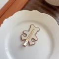 Pince à cheveux ours mignon marron café au lait barrette bec de canard accessoire de coiffure - Ours Blanc Laiteux