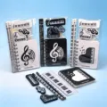 Music theme student stationery set with notebooks pencils erasers rulers, piano note design. - PT172 Music Stationery Set (Random Mixed)