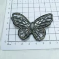 Exquisite black crystal rhinestone butterfly patch DIY craft applique for clothing and shoes - Style 2