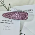 Sparkling pink rhinestone waterdrop hair clip elegant side hairpin for women styling. - Teardrop / Pink