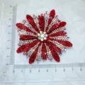Handcrafted rhinestone shoe flower sparkling crystal bow accessory for women's footwear and apparel. - Red