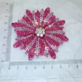 Handmade rhinestone shoe flower sparkling crystal applique DIY fashion shoe buckle. - Rose Red