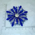 Handmade blue rhinestone shoe flower crystal DIY bow accessory sparkling decorative patch craft - Dark Blue