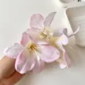 Pink gradient lily flower hair claw clip, elegant floral design shark clip for women. - Lily Flower Claw Clip / Pink White