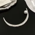 Épingle à cheveux croissant de lune argentée avec perle et beau motif nuage variante - Épingle à Cheveux Croissant de Lune