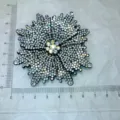Handmade rhinestone shoe flower crystal shoe charm sparkly bow accessory for footwear decoration. - Silver