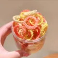 Colorful elastic hair ties for kids, cute mini scrunchies in clear jar for cute hairstyles. - Orange Lace 50pcs Canned