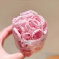 Simpatici elastici per capelli rosa per bambini, piccoli elastici in barattolo trasparente. - Rosa Puro Pizzo 50pz In Scatola