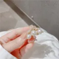 Alloy faux pearl hair claw clip, Korean style geometric small pearl hairpin for women. - Style 3 Circular