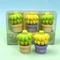 Lindo juego de goma de borrar banana en maceta 3D para papelería escolar y decoración. - Estilo Plátano (Estilo Aleatorio)
