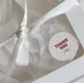 Minimalist white gift box packaging with elegant ribbon bow and thank you sticker for decoration. - Ins Angora Red Bow Sticker