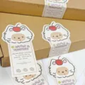 Cherry cat die-cut sticker detail, cute cartoon planner label for journaling and decoration. - Cherry Cat Sealing Sticker / 9.2x3.8cm
