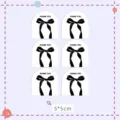 Minimalist black bow sticker seals for gift boxes, thank you labels, 5x5cm decorative decal. - Ins Round Bow / 6 Pieces
