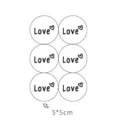 Round Love heart stickers minimalist black white label sealing sticker 5x5cm pack of 6 - Ins Love Heart / 6 Pieces